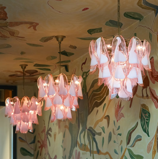 Chandelier Caia pink & white - small