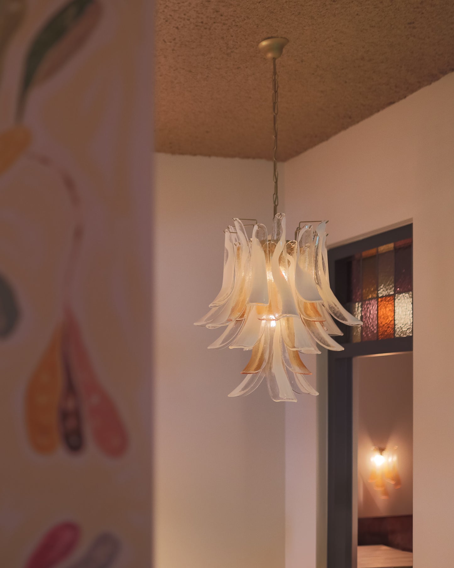 Chandelier Willow amber & white - long