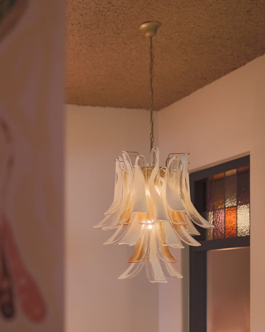 Chandelier Willow amber & white - long