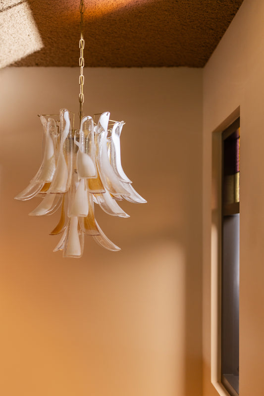 Chandelier Willow amber & white - long