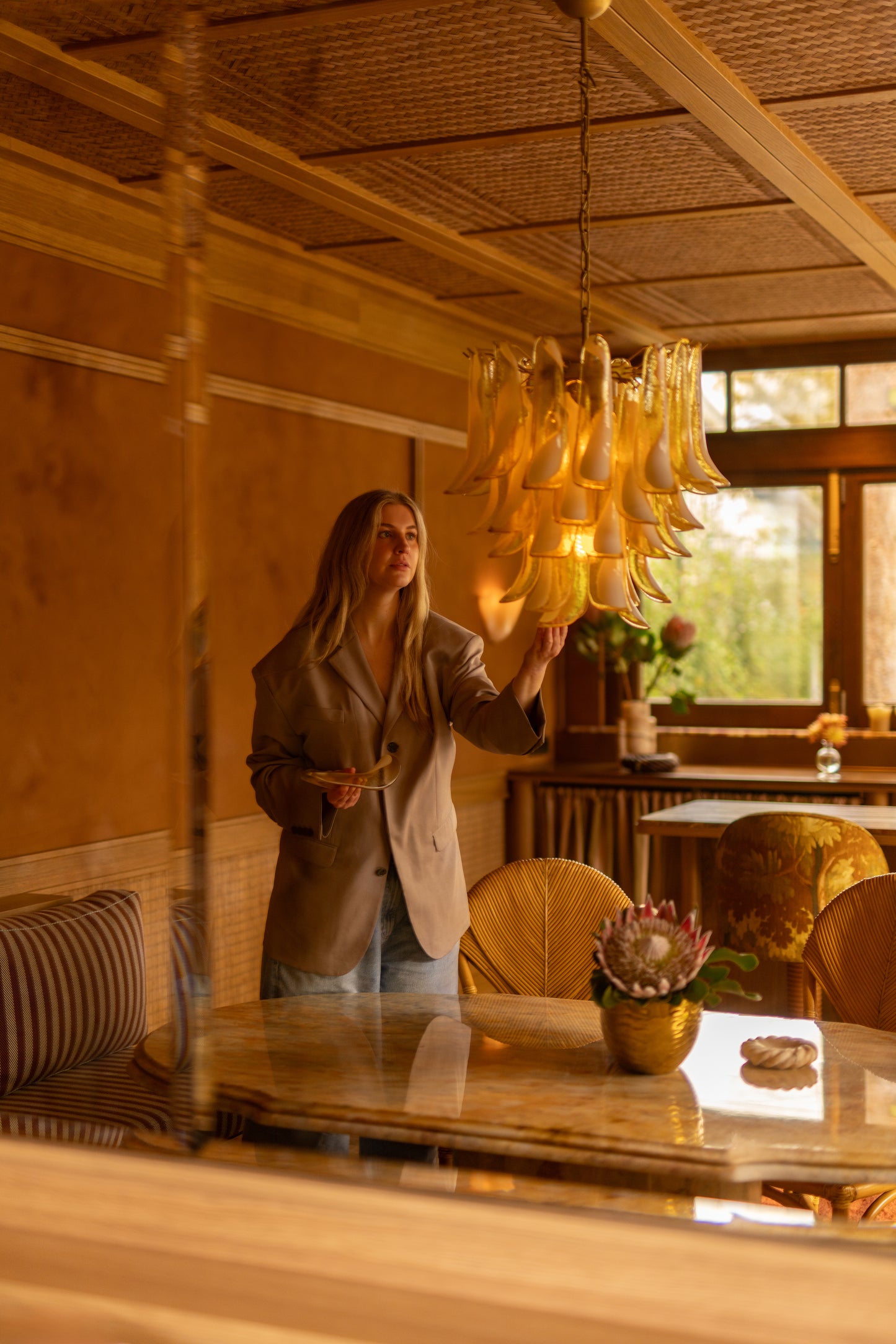 Chandelier Willow caramel & white - medium