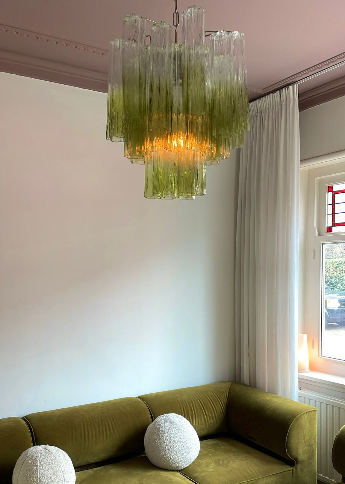 Chandelier Sakura green to transparant - small